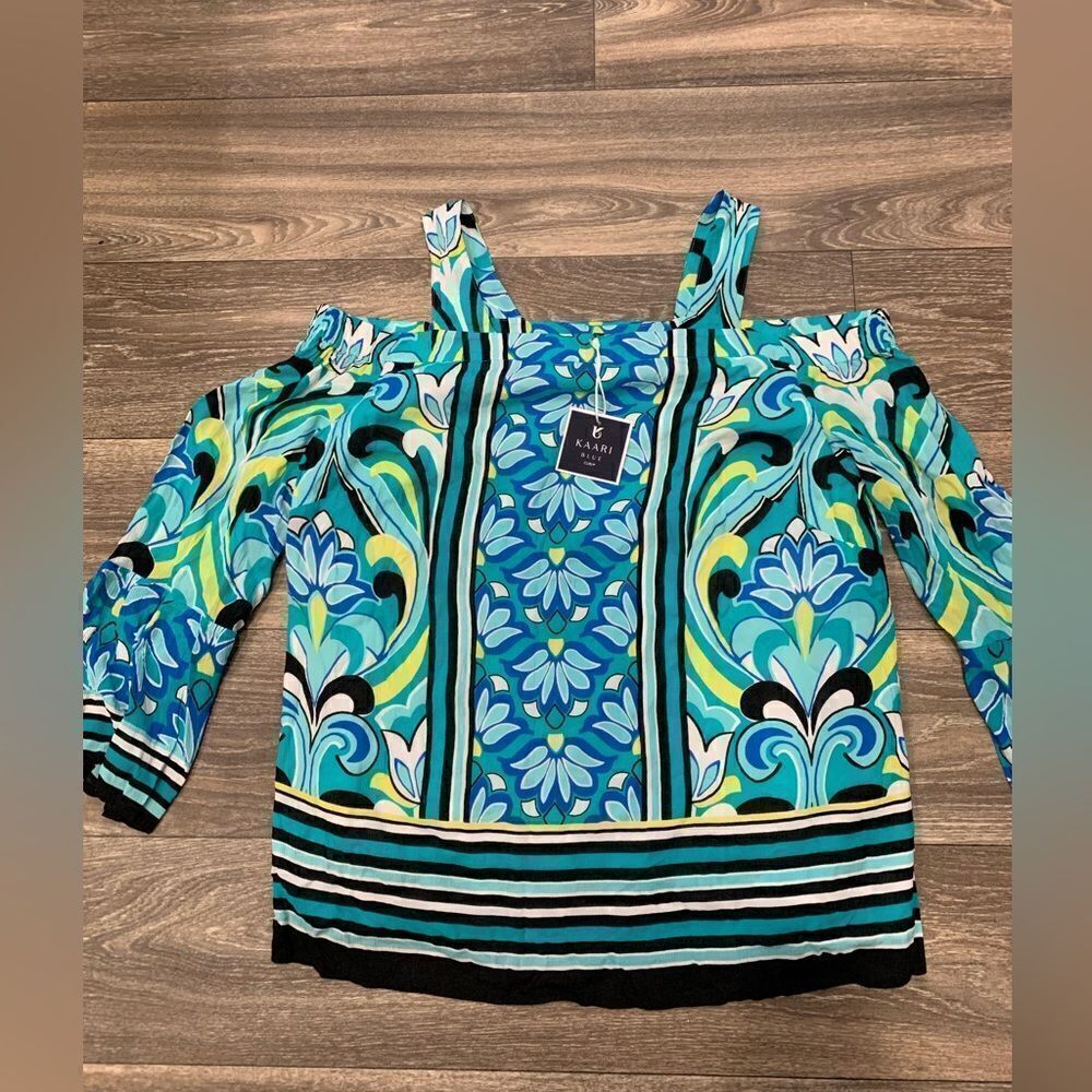 Kaari Blue Blouse Size 0X NWT
